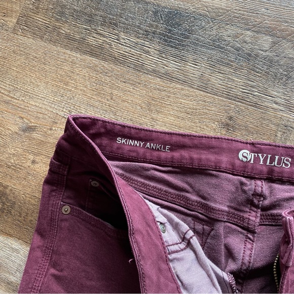 Stylus Skinny Ankle Pants Maroon - Picture 6 of 12